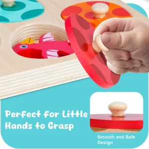 Trä-Dinosaurie Pussel med Peggar – Montessori pusselspel för barn 3–6 år