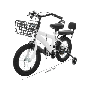 Barncykel med stödhjul och framkorg