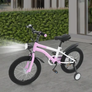Barncykel 16 tum med stödhjul och LED-lykta (4–6 år, rosa/grön/grå) 10 Barncykel 16 tum med stödhjul och LED-lykta (4–6 år, rosa/grön/grå)