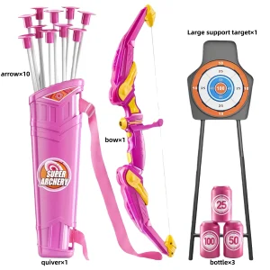 Båge- och pilset för barn med LED-ljus, 10 sugpilar och stor måltavla