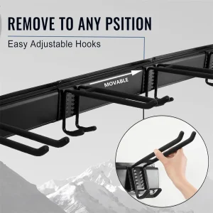 Kraftig väggmonterad verktygsförvaring i kolstål med gummibelagda krokar – hängare för garage och hemmet