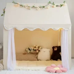 Barnens lilla hus – hopfällbart lek- och inomhus/utomhustält i prinsess-slottstema