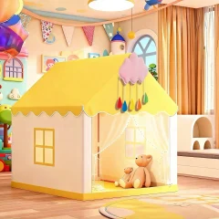 Sänghimmel med avdelningstält – Sagolikt prinsessslottslekhus (portabelt, ljus ingår ej)