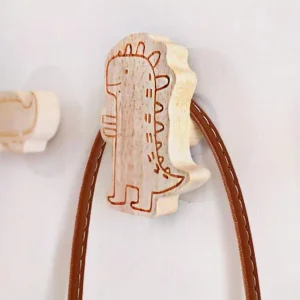 Trä-dinosaurie väggkrok – söt barnrumsdekor och nyckel-/klädkrok