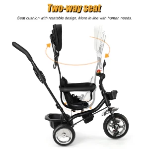 Växbar trehjuling för barn 1–5 år med vändbar sits och föräldrastyrt handtag – stor korg, väska och avtagbar skärm