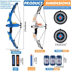 Barns mjuka båge för dart med LED-ljus – inomhus- och utomhuslek