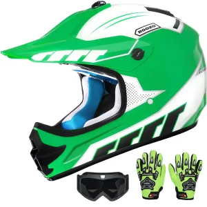 Motocrosshjälm för barn 3–12 år — DOT-godkänd, inkl. glasögon och handskar