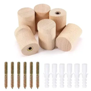 Naturliga träväggkrokar – minimalistisk hängare för jackor, väskor, hattar och nycklar (1 eller 4 stycken) med skruvar