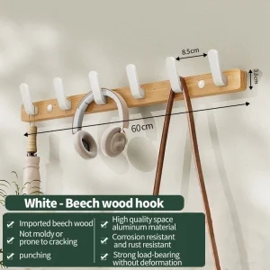 Träväggmonterad klädhängare med nyckelhållare – dekorativ upphängning för hattar, scarfs och väskor