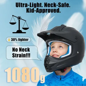 Barnhjälm motocrossstil för ATV/quad och dirt bike, DOT-godkänd, 3–12 år