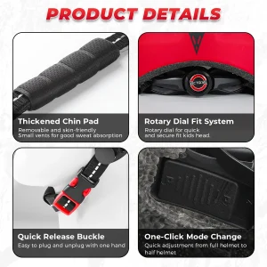 Barnhjälm helhjälm med avtagbar hakdel för cykel och rullskridskor, storlek 52–56 cm