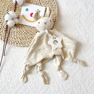 Babyleksak: Elefant i plysch med tandring, skallra och mjuk filt – gosedjur 0–12 månader