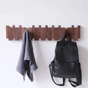 Creative Wall Mounted Wood Coat Racks Piano Key Shaped with 8 Hooks Hats Organizer Art Entry Door Porch Hanging Hook Home Decor