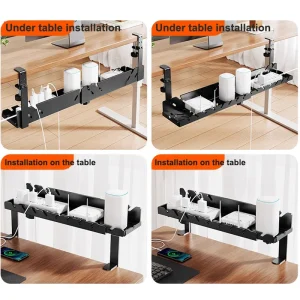 Under skrivbordet kabelränna utan borr – tvåhåls kabelkanal och kabelorganisator