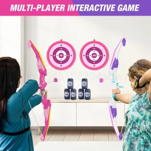 Båg- och pilset för barn med LED-ljus – sugpilset, mål och pilförvaring (ålder 4–12 år)