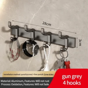 Borrfri uppgradering: justerbar bredd och tjocklek – dörrkrok, klädkrok för badrum och kök (6-pack)