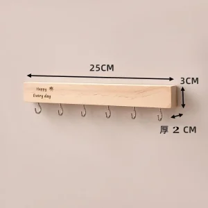 Väggmonterad nyckelförvaring för entré – solid trä med borrade krokar, dekorativ organiserare för dörröppning och hall