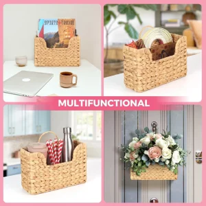 Vävd väggförvaringskorg av växtfiber för tidskrifter