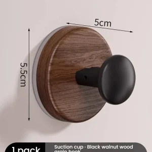 Självhäftande dörrkrok i träimitation – väggmonterad utan borr, handduks- och klädkrok för kök eller badrum