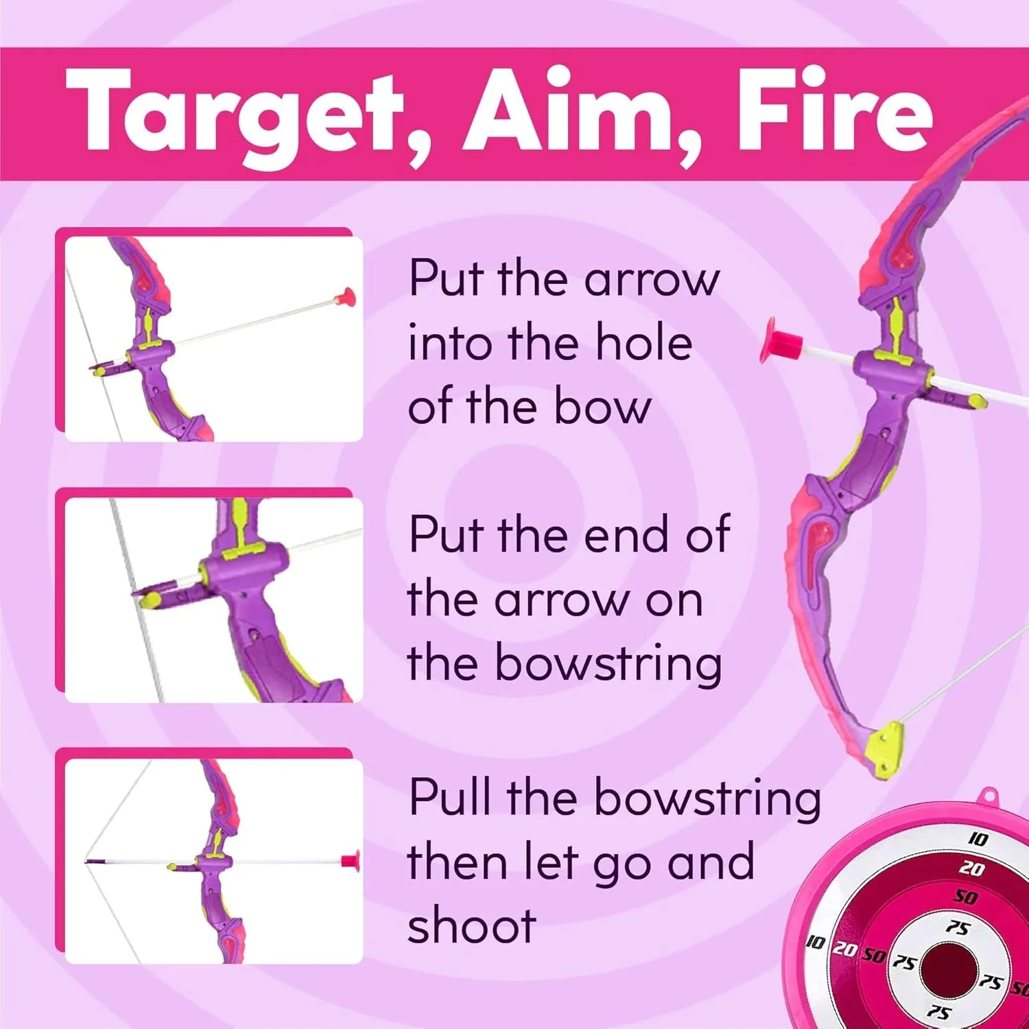 Barnskytte-set: Båge och pil med blinkande LED-ljus, mål och quiver 2 Barnskytte-set: Båge och pil med blinkande LED-ljus, mål och quiver - Bild 2