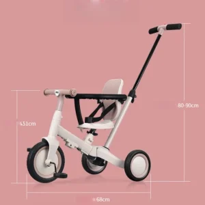 Trehjulig pedalkärra med solskärm – mångfunktionell barnkärra för utomhusbruk