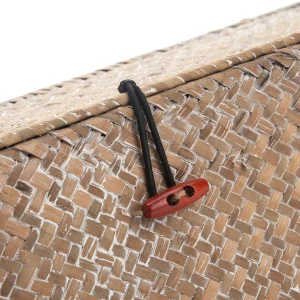 Vitlaserad sjögräsförvaringskorg med lock – rektangulär för toalettpappersförvaring med tre fack 10 Vitlaserad sjögräsförvaringskorg med lock – rektangulär för toalettpappersförvaring med tre fack