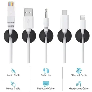 Mini kabelorganisatör – självhäftande kabelhållare för USB-laddning, skrivbord och bil (5/50 st)