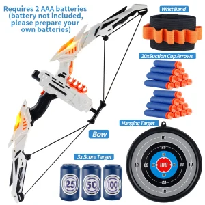 Barns mjuka båge för dart med LED-ljus – inomhus- och utomhuslek