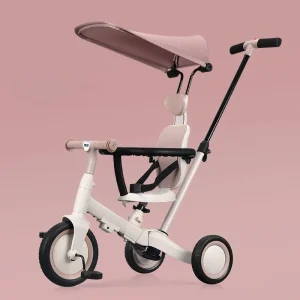 Trehjulig pedalkärra med solskärm – mångfunktionell barnkärra för utomhusbruk