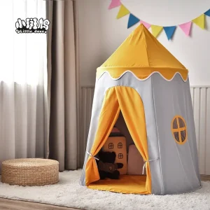 Portabelt hopfällbart lek-tält – dockhus/prinsess-slott för barn