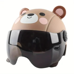 Barnhjälm med björnmotiv – lätt ABS-skal, justerbar passform 48–54 cm