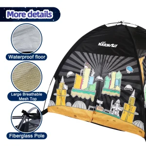 Lektält för barn – Imaginativt popup-tält för inomhus- och utomhuslek – Galax-dome lekstuga 122 x 122 x 102 cm