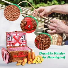 Lyxig picknickkorg för 4 personer i rotting med komplett set: picknickmatta, kryddburkar, bestick, vinglas och flasköppnare 28 Lyxig picknickkorg för 4 personer i rotting med komplett set: picknickmatta, kryddburkar, bestick, vinglas och flasköppnare