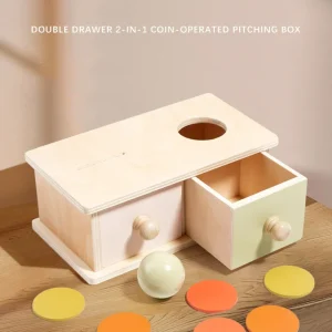 Montessori-infant pussellåda leksak för hand-ögonkoordination (rund och rektangulär låda)