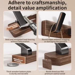 Träväggmonterad klädhängare med nyckelhållare – dekorativ upphängning för hattar, scarfs och väskor