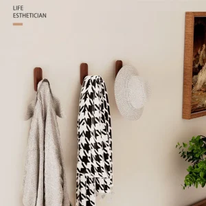 Självhäftande väggkrok i valnöt och bokträ – 1-krok utan borr