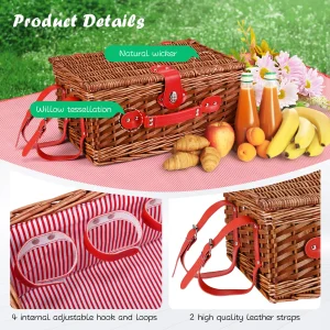 Lyxig picknickkorg för 4 personer i rotting med komplett set: picknickmatta, kryddburkar, bestick, vinglas och flasköppnare 8 Lyxig picknickkorg för 4 personer i rotting med komplett set: picknickmatta, kryddburkar, bestick, vinglas och flasköppnare