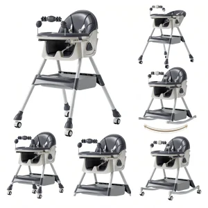 Multifunktionell hög stol för matning – plaststol med bricka och säkerhetsbälte