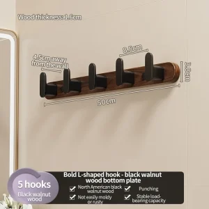 Träväggmonterad klädhängare med nyckelhållare – dekorativ upphängning för hattar, scarfs och väskor