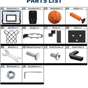 Mini basketkorg för barn – Dörr- eller väggmonterad basket med upphängd backboard