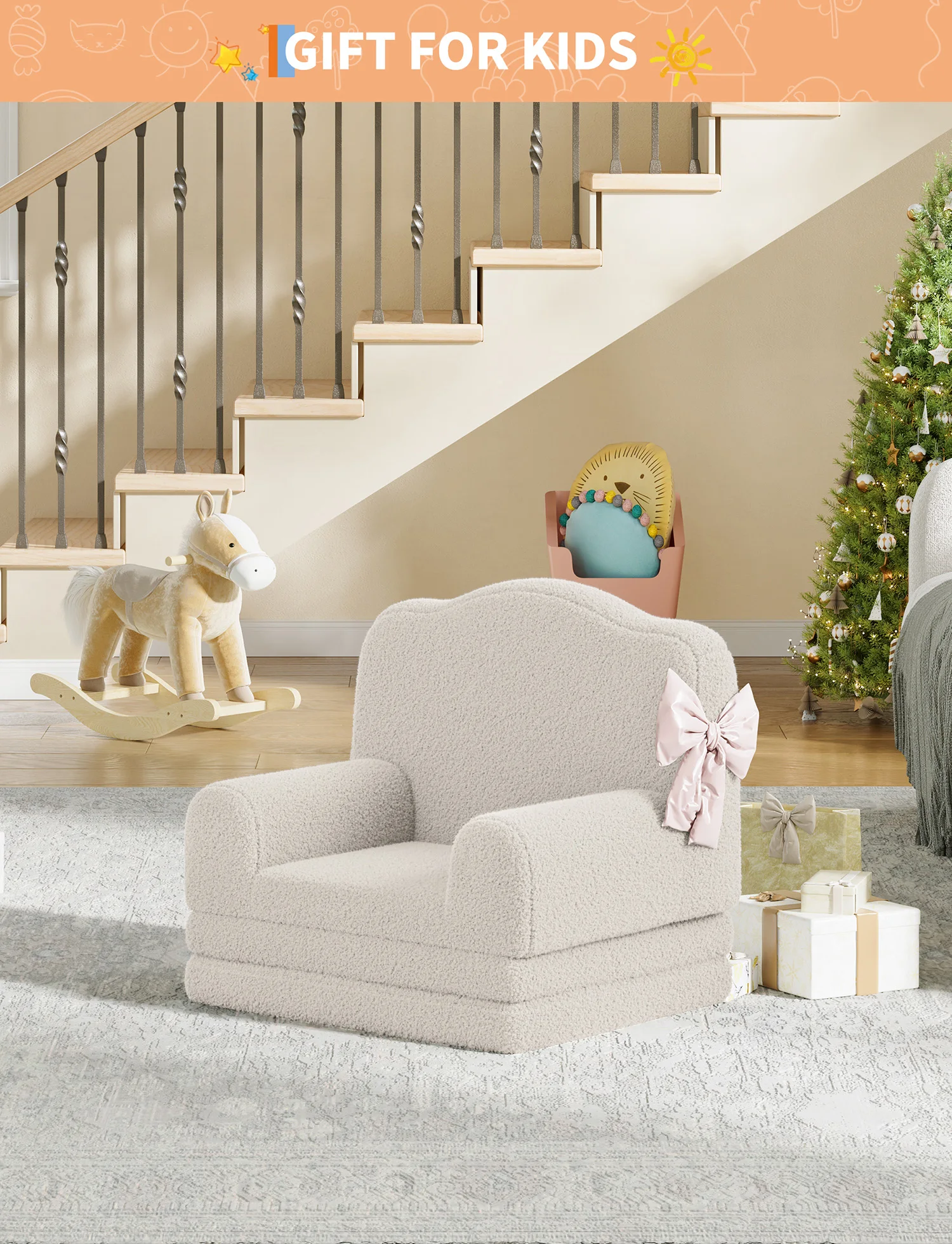 Barnlässoffa i Sherpa – omvandlingsbar barnsoffa och utfällbar säng med tvättbart överdrag, kronformad design 5 Barnlässoffa i Sherpa – omvandlingsbar barnsoffa och utfällbar säng med tvättbart överdrag, kronformad design - Bild 5