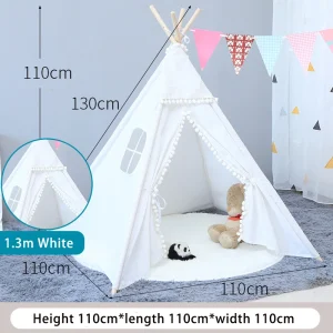 Barn Teepee Tält Lekhus 1,35 m / 1,6 m – Portabelt Inomhustält