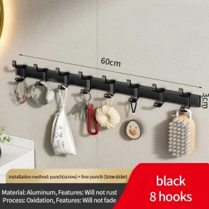 Borrfri uppgradering: justerbar bredd och tjocklek – dörrkrok, klädkrok för badrum och kök (6-pack)