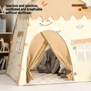 Rosa prinsess-tält för barn – inomhus lek-tält i tyg