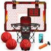 Mini inomhusbasketkorg med LED-poängtavla och hopfällbar design – 3 spellägen, justerbar volym och över dörrmontering