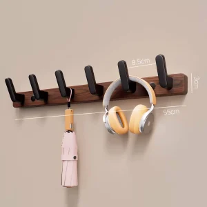 Valnötsträ Väggmonterade Hallhakar – Rustika Hakar för Kappor, Hattar, Väskor och Nycklar