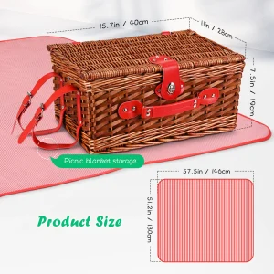 Lyxig picknickkorg för 4 personer i rotting med komplett set: picknickmatta, kryddburkar, bestick, vinglas och flasköppnare 9 Lyxig picknickkorg för 4 personer i rotting med komplett set: picknickmatta, kryddburkar, bestick, vinglas och flasköppnare