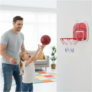 Interaktivt inomhusbasketset med två bollar – lekset för barn i vardagsrum och sovrum