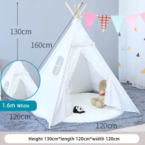 Barn Teepee Tält Lekhus 1,35 m / 1,6 m – Portabelt Inomhustält