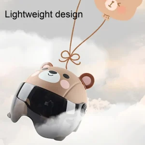 Barnhjälm med björnmotiv – lätt ABS-skal, justerbar passform 48–54 cm